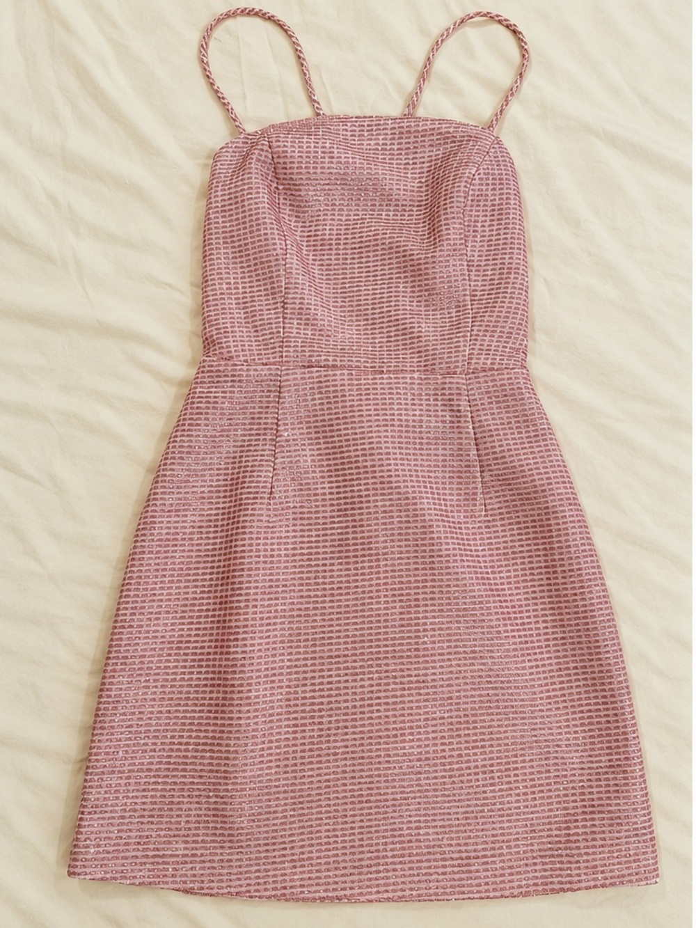 Lulus Smitten Sweetie Pink Multi Tweed Mini Bodycon Dress Size Small